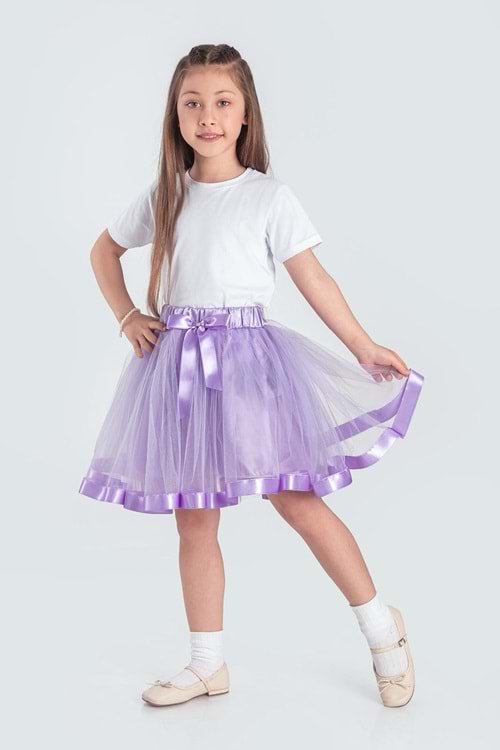 Saten Şeritli Tütü Kız Çocuk Etek M00728