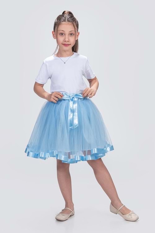 Saten Şeritli Tütü Kız Çocuk Etek M00728
