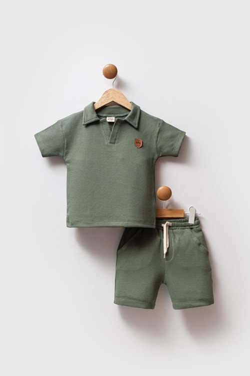 Erkek Çocuk Waffle Kumaş Şortlu Takım M00732