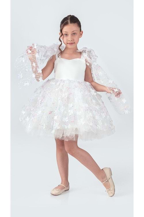 Çiçek Brode Desen İmeros Kız Abiye M00736