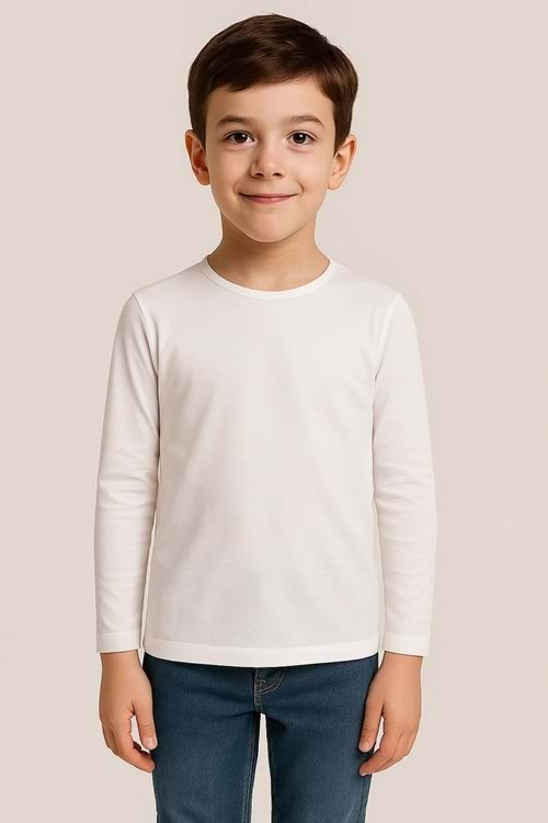 Unisex Çocuk Bisiklet Yaka Uzun Kollu Okul Badi M00748