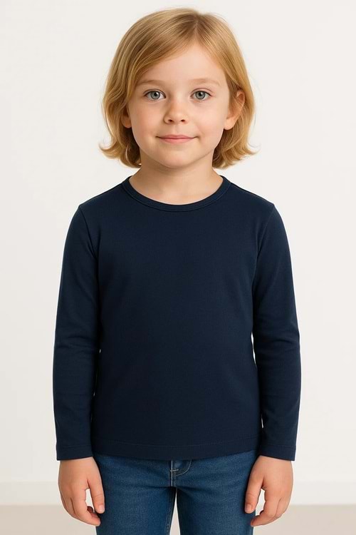 Unisex Çocuk Bisiklet Yaka Uzun Kollu Okul Badi M00748
