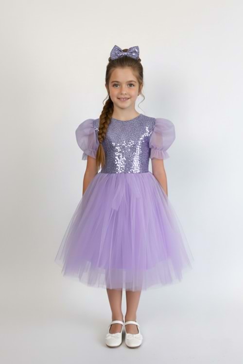 Balon Kol Pul Payet Kız Çocuk Tütü Elbise M00751