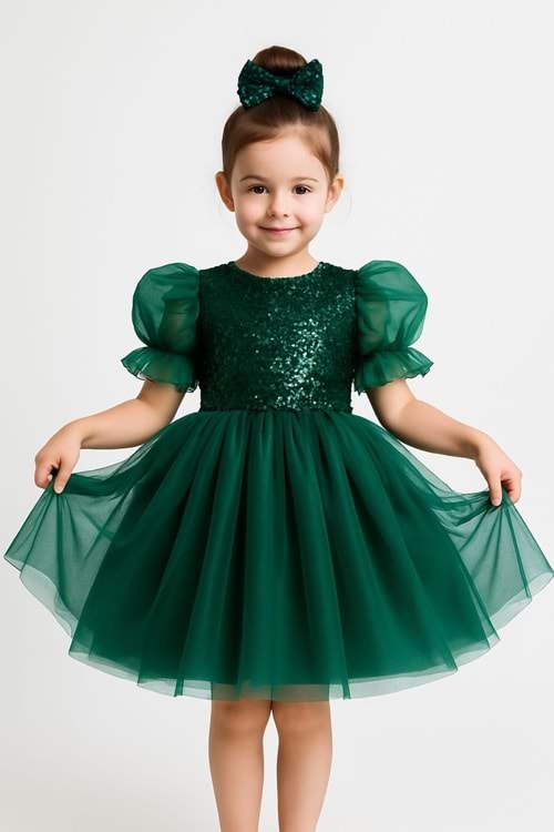 Balon Kol Pul Payet Kız Çocuk Tütü Elbise M00751