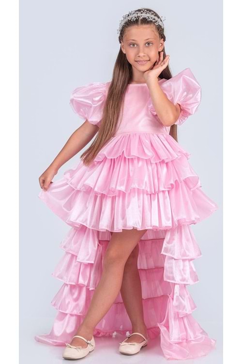 Kız Çocuk Eklenebilir Kuyruk Detaylı, Taçlı Aspendos Abiye Elbise M00758