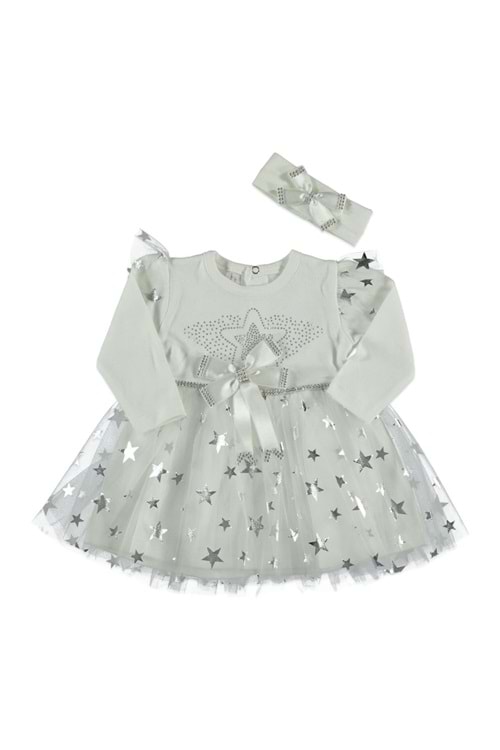 Kız Bebek Tütü Varaklı Saç Bantlı Elbise M00766