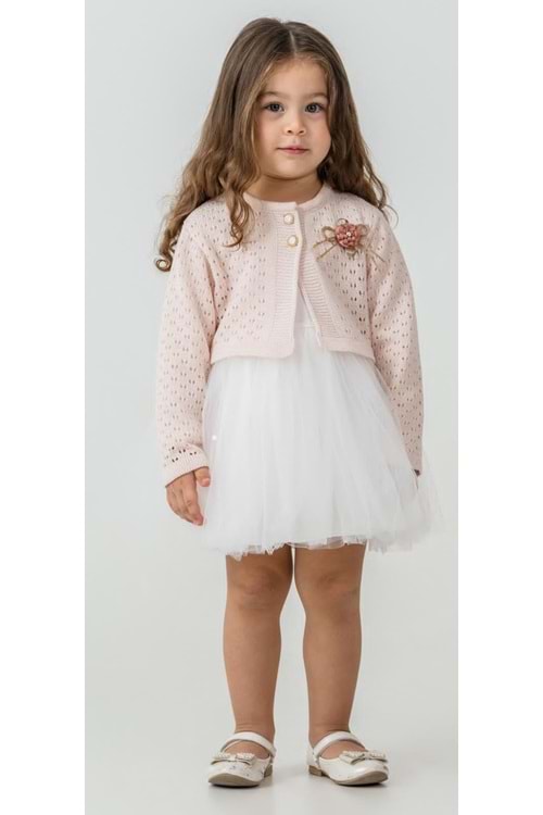 Triko Bolerolu Kız Bebek Elbise M00770