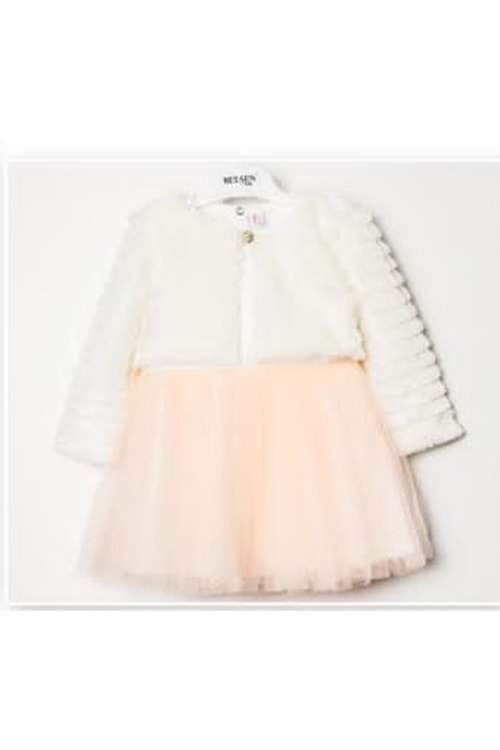 Pelüş Bolerolu Kız Bebek Elbise M00771