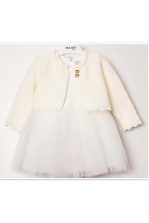 Triko Bolerolu Kız Bebek Elbise M00772