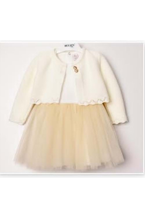 Triko Bolerolu Kız Bebek Elbise M00772