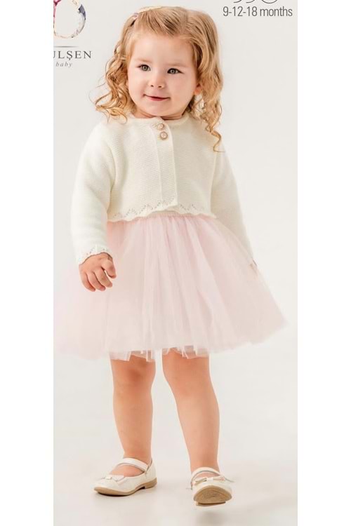 Triko Bolerolu Kız Bebek Elbise M00772