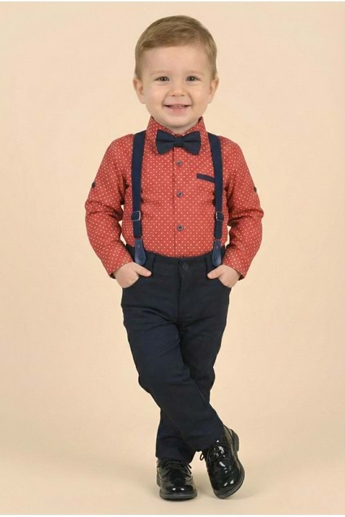 Erkek Bebek Askı Papyon Gömlek Pantolon Takım M00785