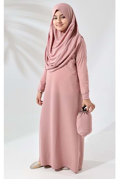 Pratik Başörtülü Kız Çocuk Namaz Elbisesi M00789