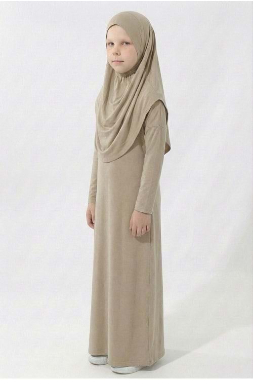 Pratik Başörtülü Kız Çocuk Namaz Elbisesi M00789