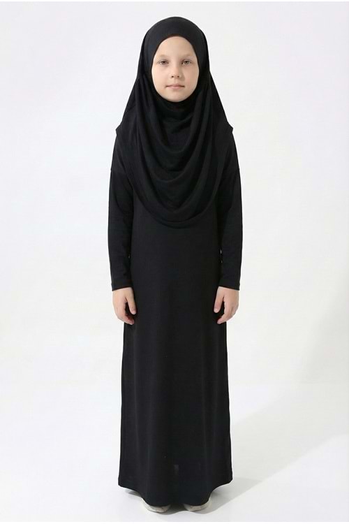 Pratik Başörtülü Kız Çocuk Namaz Elbisesi M00789