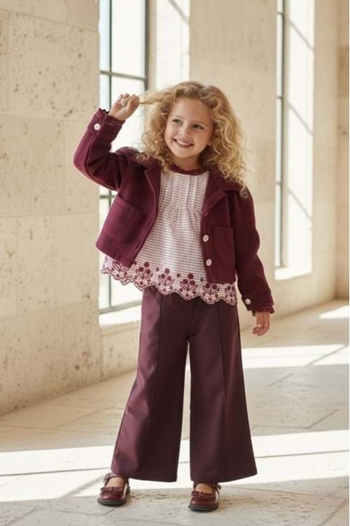 Kız Çocuk Kaşe Ceketli Takım M00799