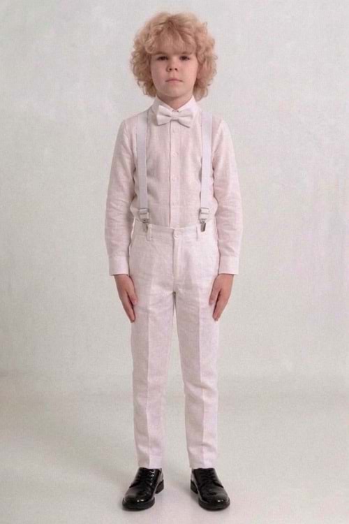 Beyaz Pantolon Gömlekli Erkek Çocuk Takım M00809