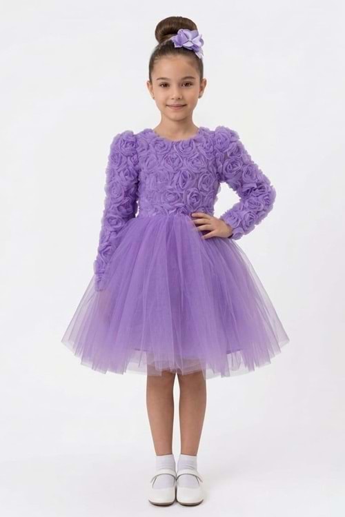 Luvia Uzun Kol Kız Tütü Abiye Elbise M00810