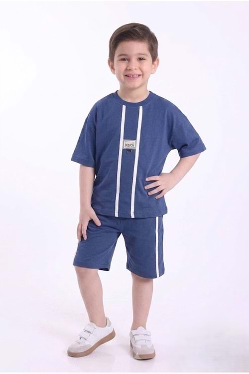 Erkek Çocuk Baskılı Oversize Kısa Kollu Şortlu 2li Takım M00843