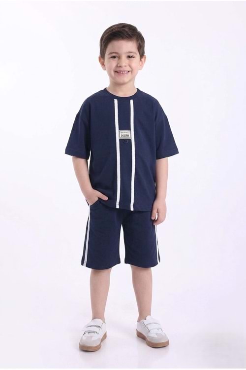 Erkek Çocuk Baskılı Oversize Kısa Kollu Şortlu 2li Takım M00843
