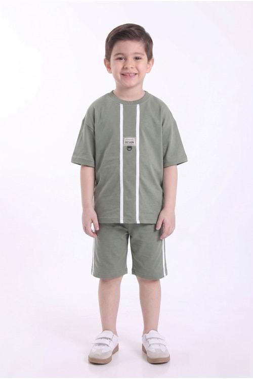 Erkek Çocuk Baskılı Oversize Kısa Kollu Şortlu 2li Takım M00843