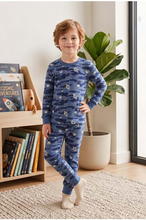 Erkek Çocuk Baskılı Penye Pijama Takımı M00844