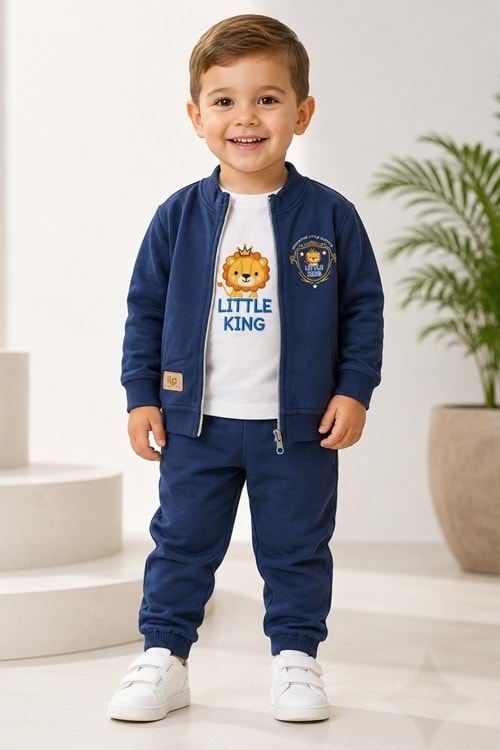 Erkek Bebek Küçük Aslan Hırkalı 3lü Takım M00855