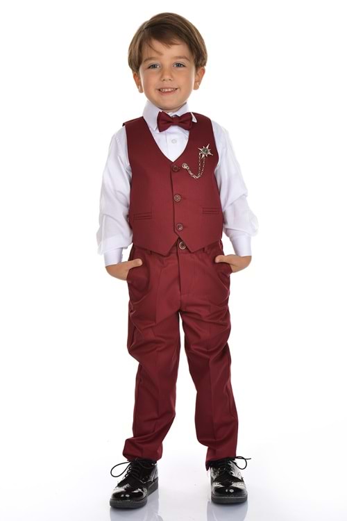 Yelekli Smokin Erkek Çocuk Takım MNK0273
