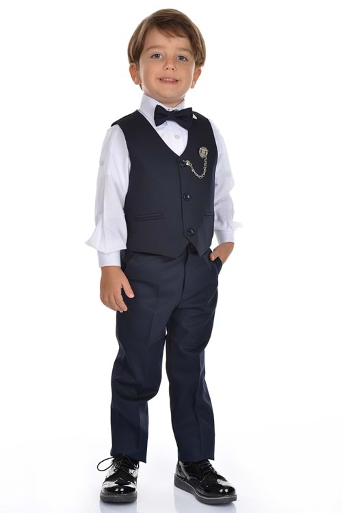 Yelekli Smokin Erkek Çocuk Takım MNK0273