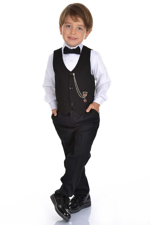 Yelekli Smokin Erkek Çocuk Takım MNK0273