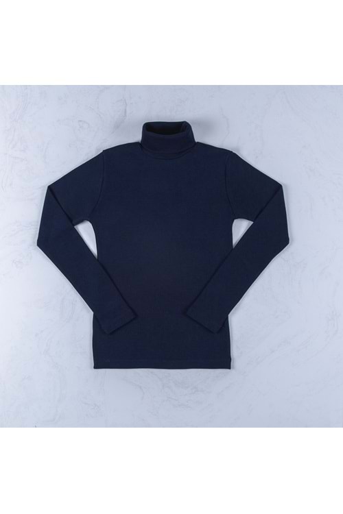 Tam Balıkçı Yaka Boğazlı Penye Kız Çocuk Okul T-Shirt MNK0385