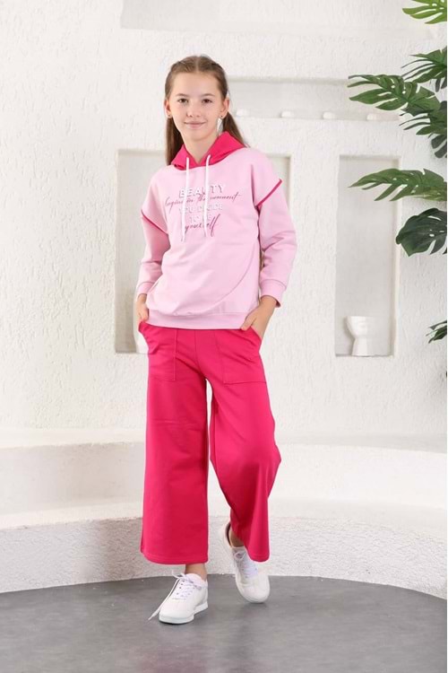 Beauty Slaş Kız Çocuk İkiiplik Kapşonlu Eşofman MNK0395