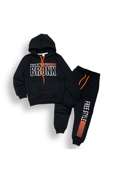Bronx Şardonlu Siyah İkiiplik Eşofman Takım MNK0459