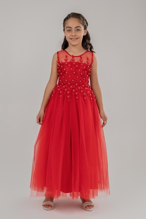 Güpür Model Gelinlik Çocuk Kolsuz Abiye MNK0469