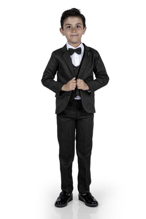 6 Düğme Yelekli Ceketli Çocuk Tam Takım Elbise MNK0523