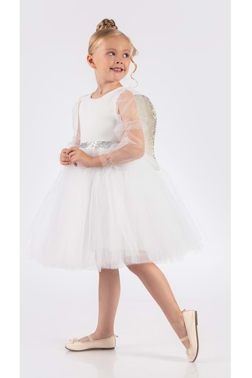 Kanatlı Kız Çocuk Şifon Kol Abiye MNK0534