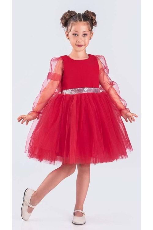 Kanatlı Kız Çocuk Şifon Kol Abiye MNK0534