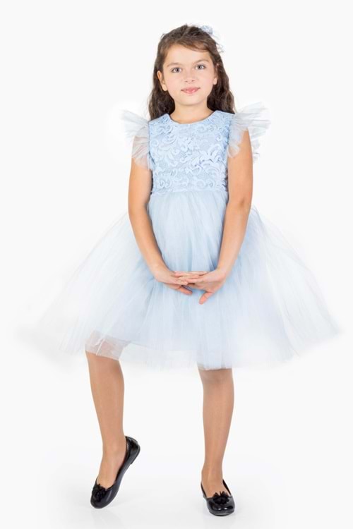 Roza Dantel Tütü Kız Çocuk Abiye Elbise MNK0546