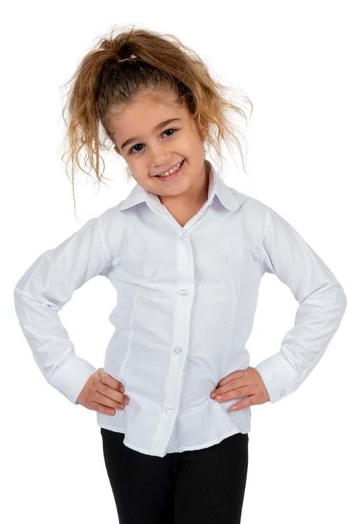 Düz Renk Kız Çocuk Gömlek MNK0576