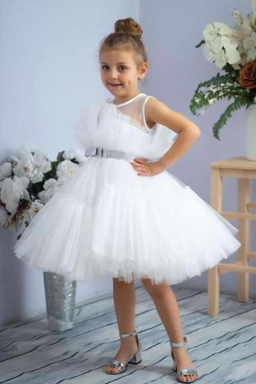 Tütü Etekli Kız Çocuk Angel Abiye Elbise MNK0581