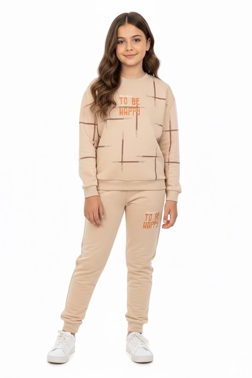 To Be Happy Motif Kız Çocuk Eşofman MNK0624