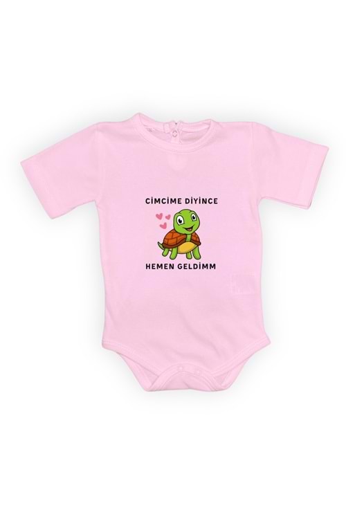 Cimcime Diyince Hemen geldimm Baskılı Bebek Body Zıbın Çıtçıtlı Badi