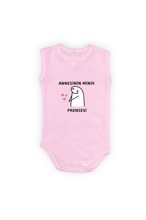 Annesinin Minik Prensesi kalpli Baskılı Bebek Body Zıbın Çıtçıtlı Badi