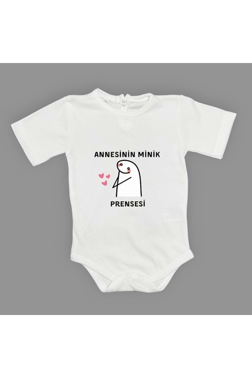 Annesinin Minik Prensesi kalpli Baskılı Bebek Body Zıbın Çıtçıtlı Badi