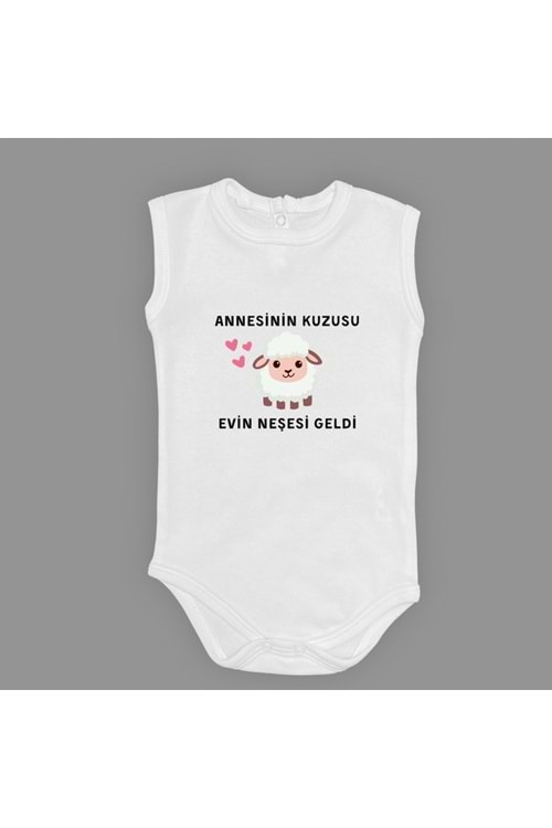 Annesinin Kuzusu Neşesi Geldi Baskılı Bebek Body Zıbın Çıtçıtlı Badi