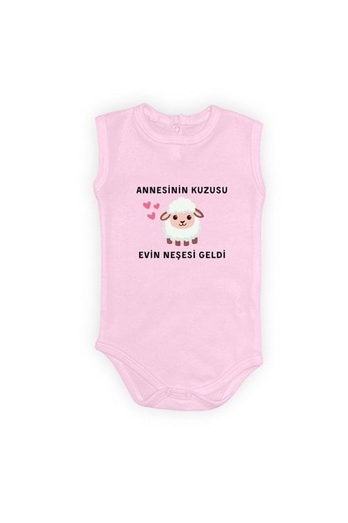 Annesinin Kuzusu Neşesi Geldi Baskılı Bebek Body Zıbın Çıtçıtlı Badi