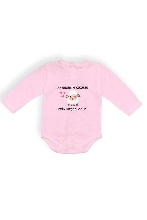 Annesinin Kuzusu Neşesi Geldi Baskılı Bebek Body Zıbın Çıtçıtlı Badi