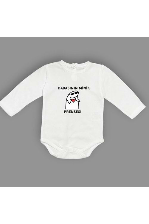 Babasının Minik Prensesi Baskılı Bebek Body Zıbın Çıtçıtlı Badi