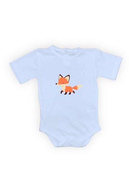 Tilki Baskılı Bebek Body Zıbın Çıtçıtlı Badi