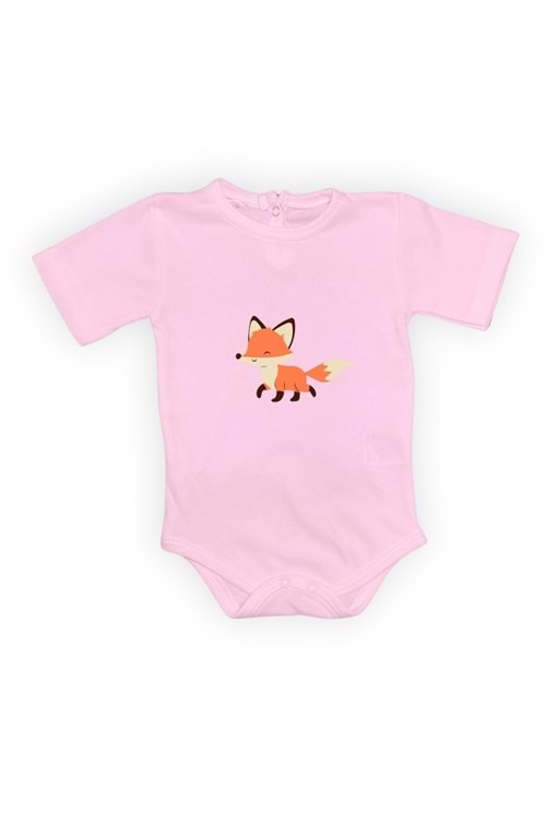 Tilki Baskılı Bebek Body Zıbın Çıtçıtlı Badi